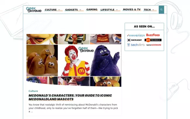 Screenshot of the GeekExtreme Blog