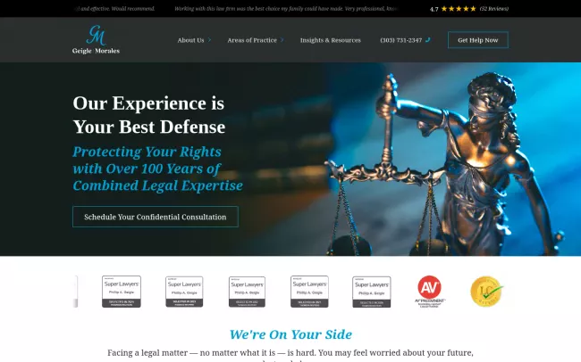 Screenshot of the Geigle | Morales, LLC Website