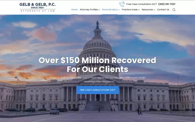 Screenshot of the Gelb & Gelb, P.C. Website