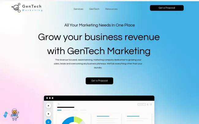 Screenshot of the GenTech Marketing Website