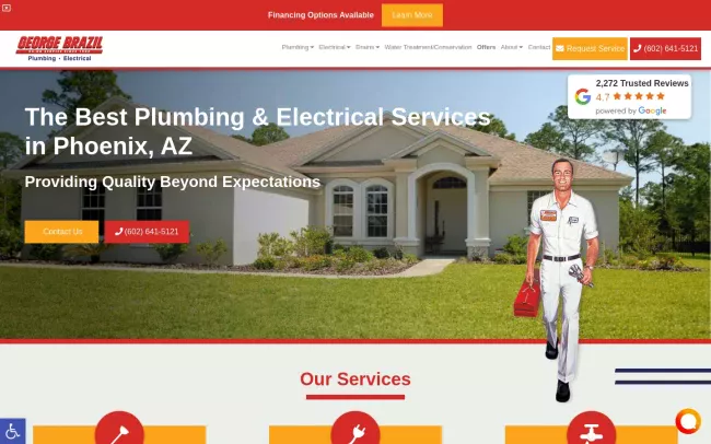 Screenshot of the George Brazil Plumbing & Electrical Website