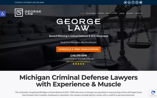 Screenshot of the George Law Website