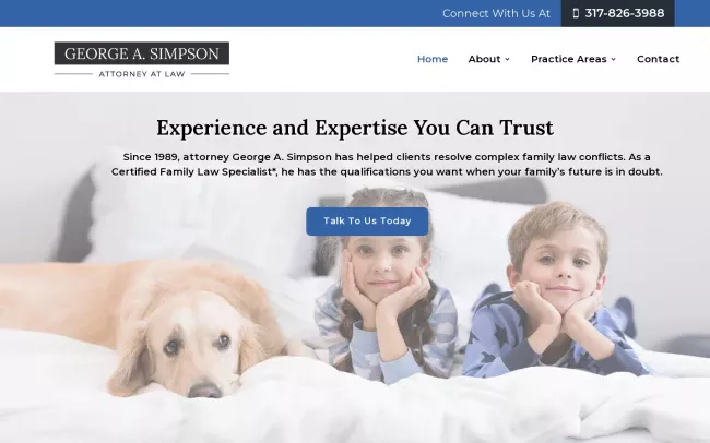 Screenshot of the George A Simpson Attorney At Law Website
