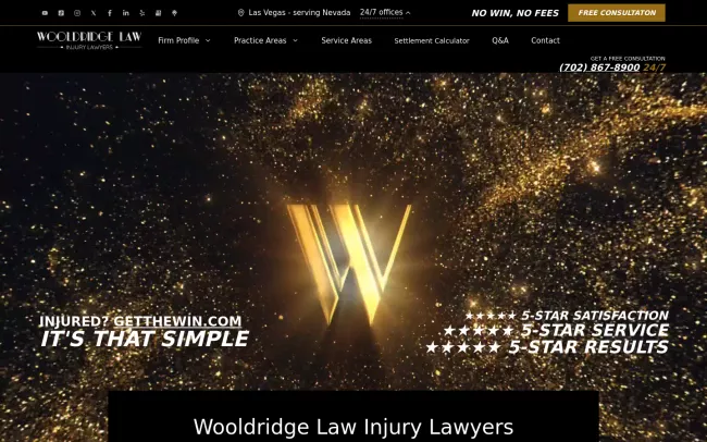 Screenshot of the GetTheWin.com - Wooldridge Law Injury Lawyers Website
