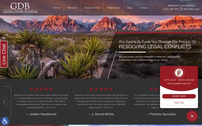 Screenshot of the Ghandi Deeter Blackham - Las Vegas Divorce Website