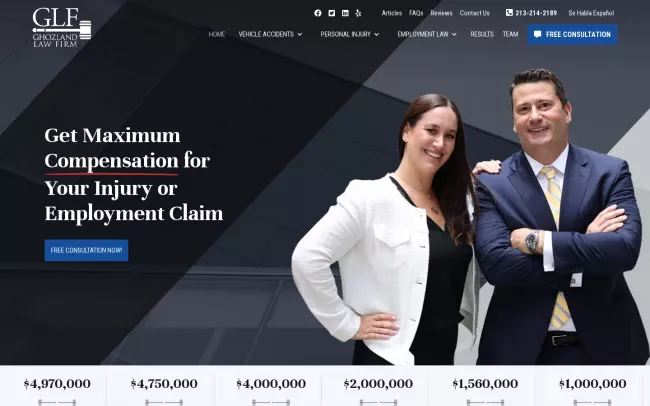 Screenshot of the Ghozland Law Firm Website