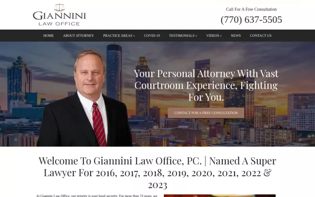 Screenshot of the Giannini Law Office, PC Website