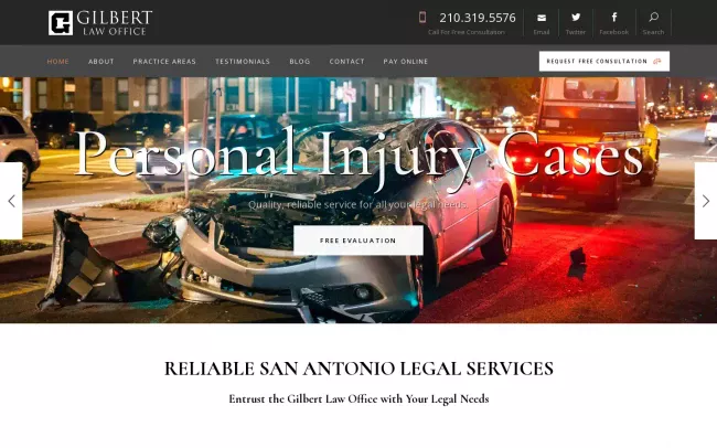 Screenshot of the The Gilbert Law Office Website