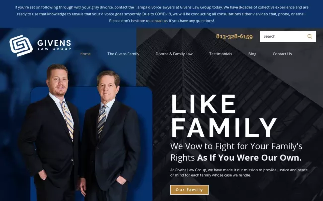 Screenshot of the Givens Law Group Website