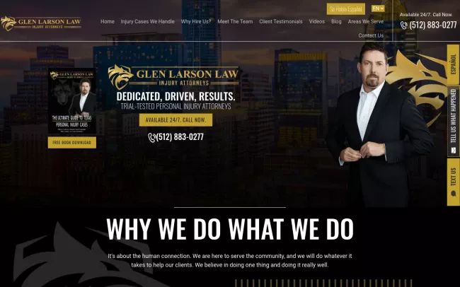 Screenshot of the Glen Larson Law Website