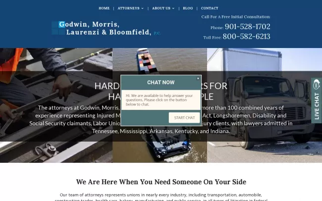 Screenshot of the Godwin, Morris, Laurenzi & Bloomfield, P.C. Website