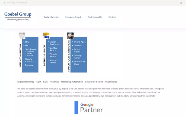 Screenshot of the Goebel Group Website