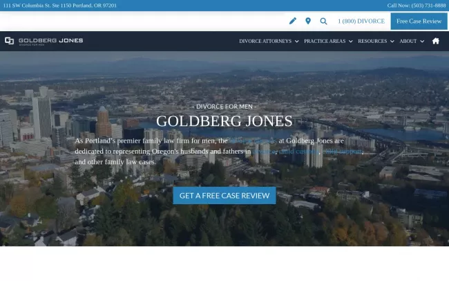 Screenshot of the Goldberg Jones - Divorce for Men Website