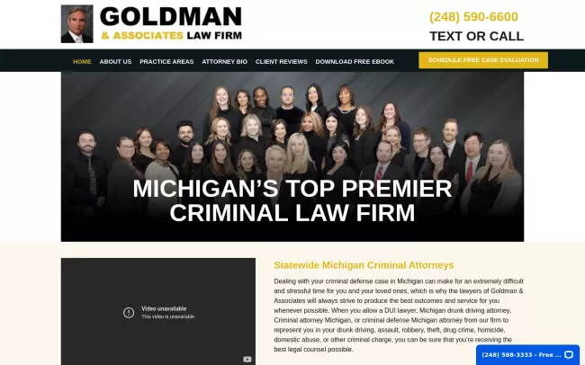 Screenshot of the Goldman & Associates Website