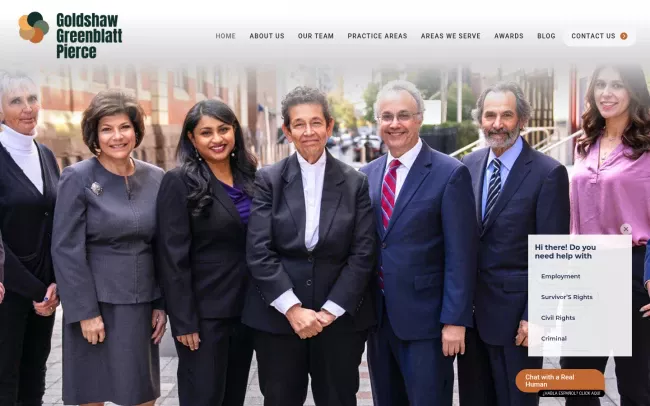 Screenshot of the Goldshaw Greenblatt Pierce LLC - Philadelphia Employment Lawyer Website