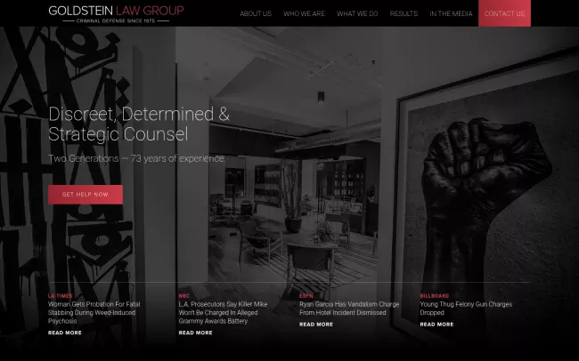Screenshot of the Goldstein Law Group Website