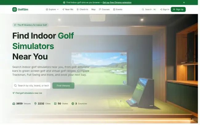 Screenshot of the GolfSim Website