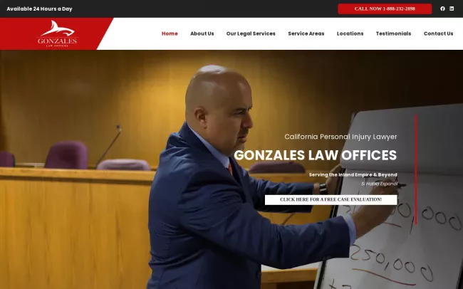 Screenshot of the Law Offices of Mark Gonzales | Accident Attorney & Injury Lawyer Website