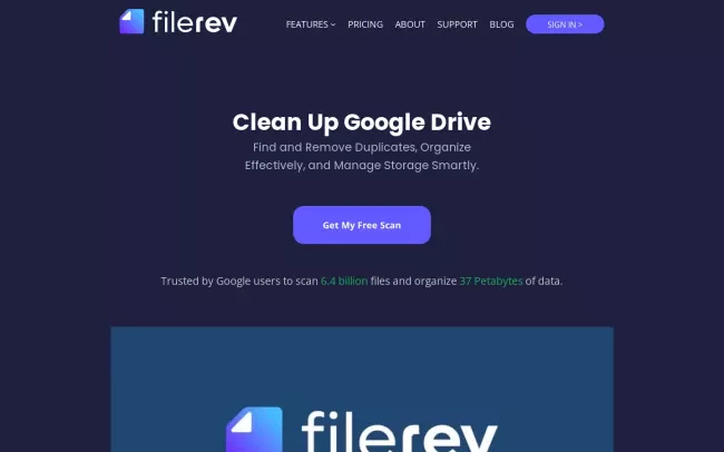 Screenshot of the Filerev, Inc. Website