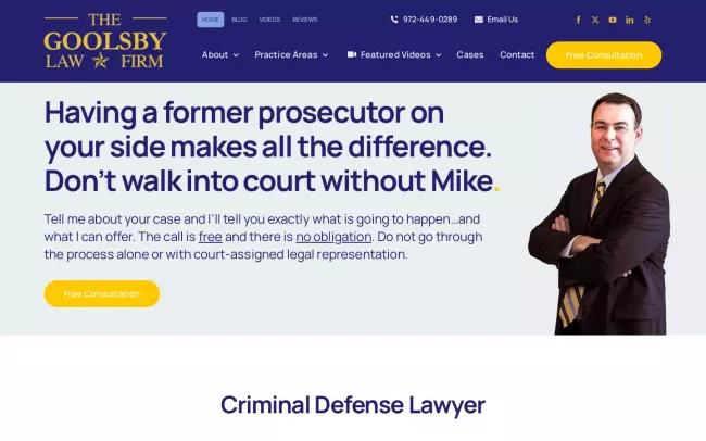 Screenshot of the The Goolsby Law Firm Website