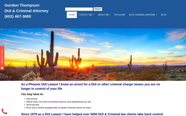 Screenshot of the Gordon Thompson Attorney Website