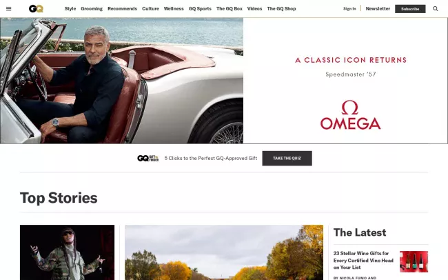 Screenshot of the GQ.com - Men's Lifestyle Blog