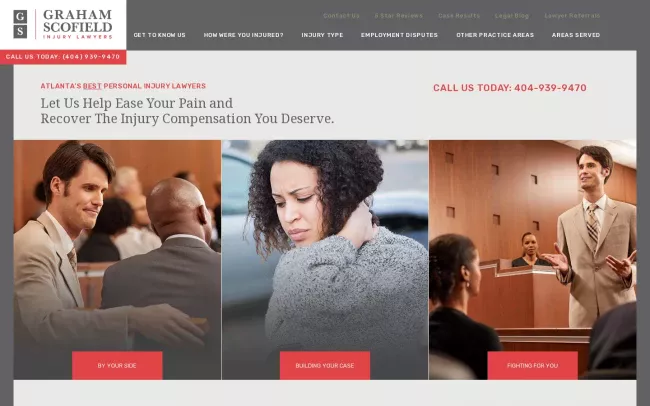 Screenshot of the Graham Scofield Injury Lawyers Website