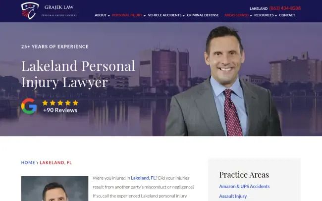 Screenshot of the Grajek Law Personal Injury Lawyers Website