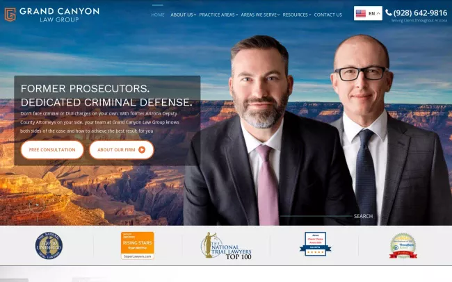 Screenshot of the Grand Canyon Law Group Website