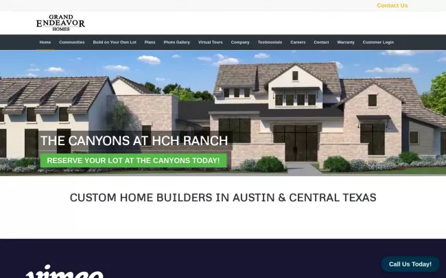 Screenshot of the Grand Endeavor Homes Website