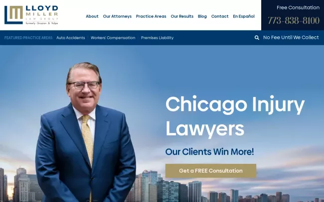 Screenshot of the Lloyd Miller Law, fka Grazian & Volpe Website