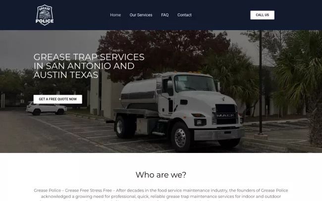 Screenshot of the Grease Police - Grease Trap Cleaning Website