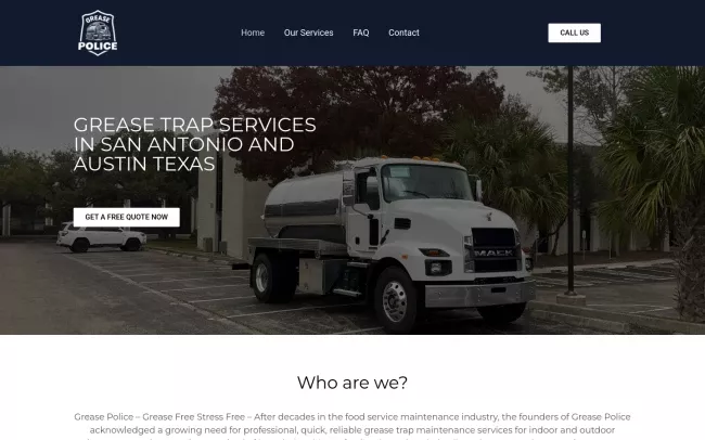 Screenshot of the Grease Police - Grease Trap Cleaning Website