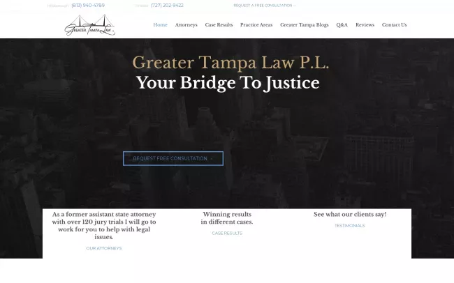 Screenshot of the Greater Tampa Law, P.L. Website