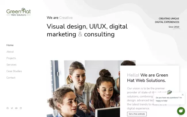 Screenshot of the Green Hat Web Solutions Website