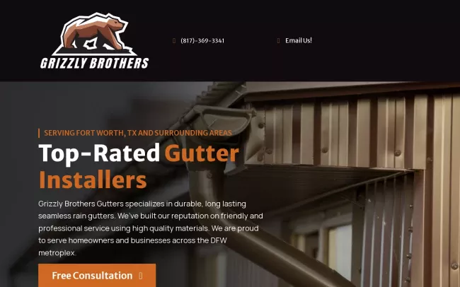 Screenshot of the Grizzly Brothers Gutters Website