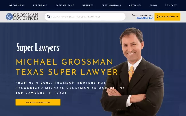 Screenshot of the Grossman Law Offices, P.C. Website