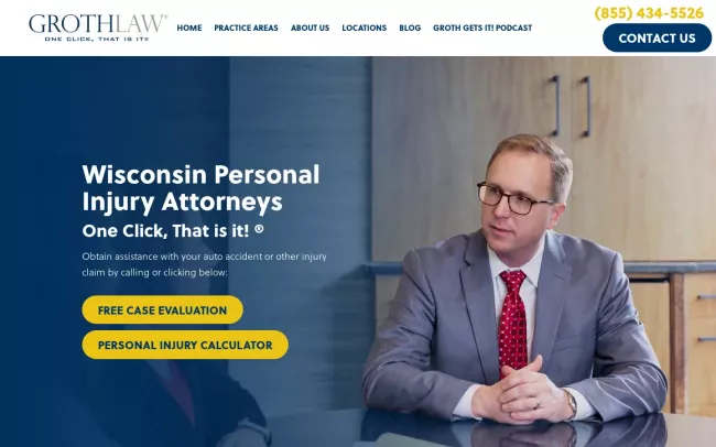 Screenshot of the Groth Law Accident Injury Attorneys Website