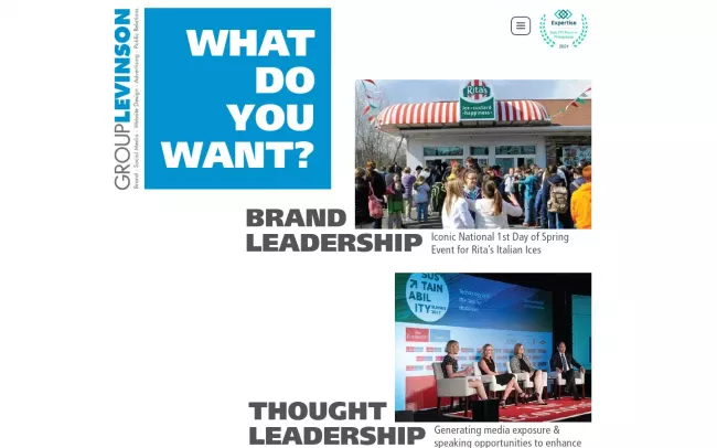 Screenshot of the GroupLevinson Public Relations Website