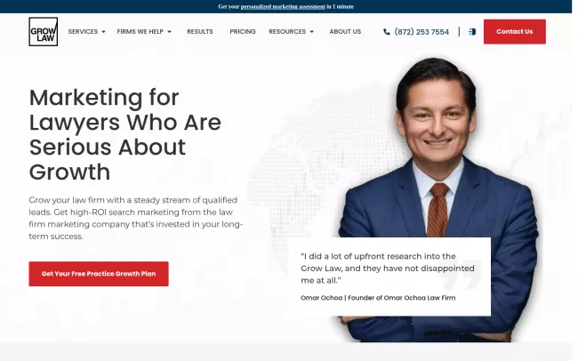 Screenshot of the Grow Law Website