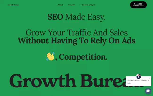 Screenshot of the Growth Bureau Website