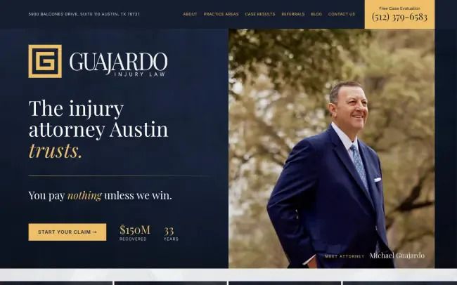 Screenshot of the Guajardo Injury Law Website