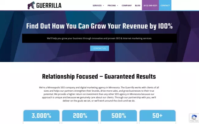 Screenshot of the The Guerrilla Agency Website