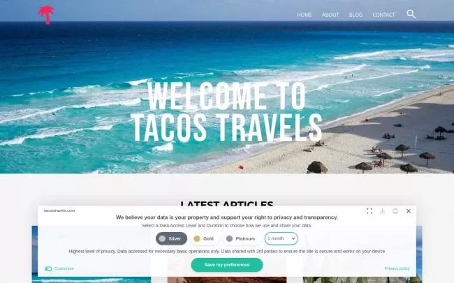 Screenshot of the Tacos Travels - Your Guide To Traveling in Mexico Blog