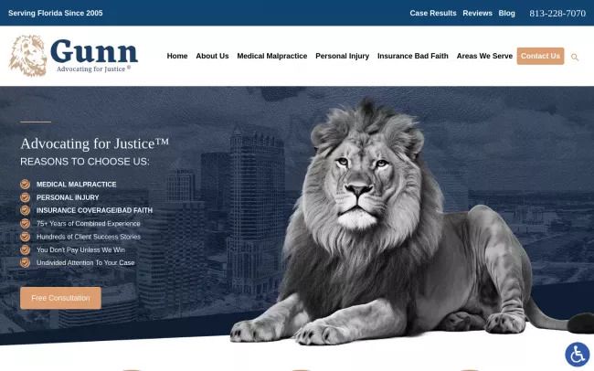 Screenshot of the Gunn Law Group, P.A. Website