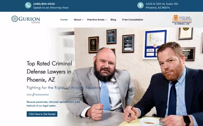 Screenshot of the Gurion Legal, PLLC Website