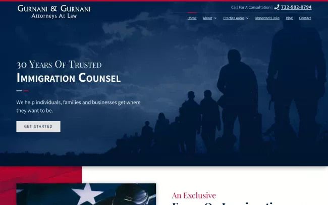 Screenshot of the Gurnani & Gurnani, Attorneys at Law Website