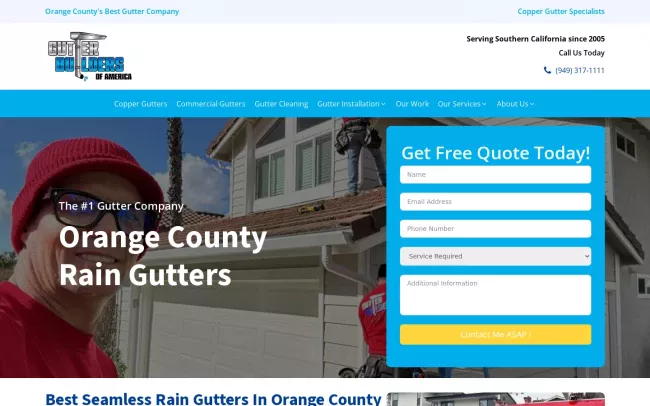 Screenshot of the Gutter Builders of America Orange County Website
