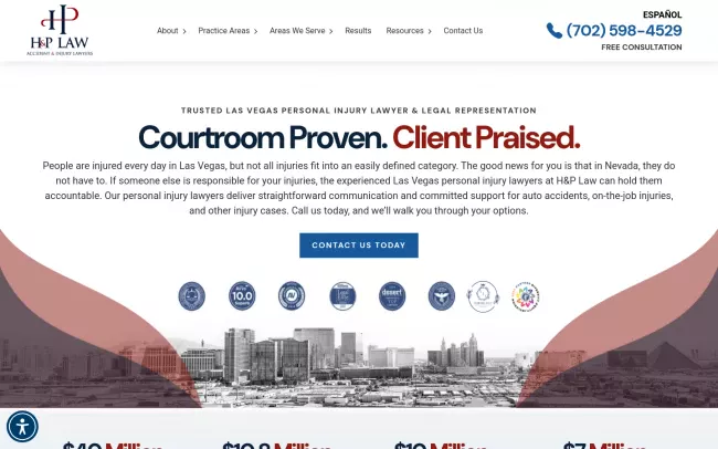 Screenshot of the H&P Accident & Personal Injury Lawyers Website