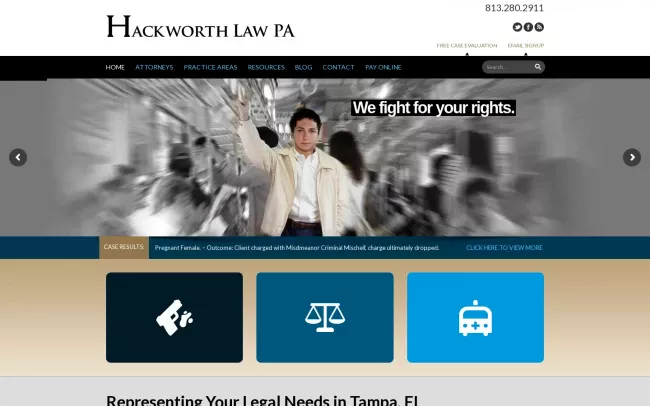 Screenshot of the Hackworth Law PA Website